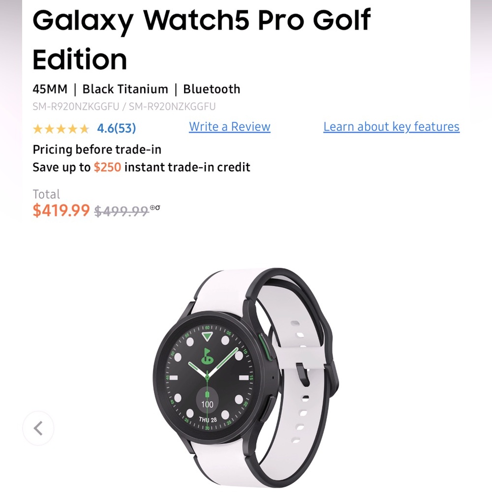Samsung Watch 5 Golf Edition. Like new only used one month. Comes with charger.